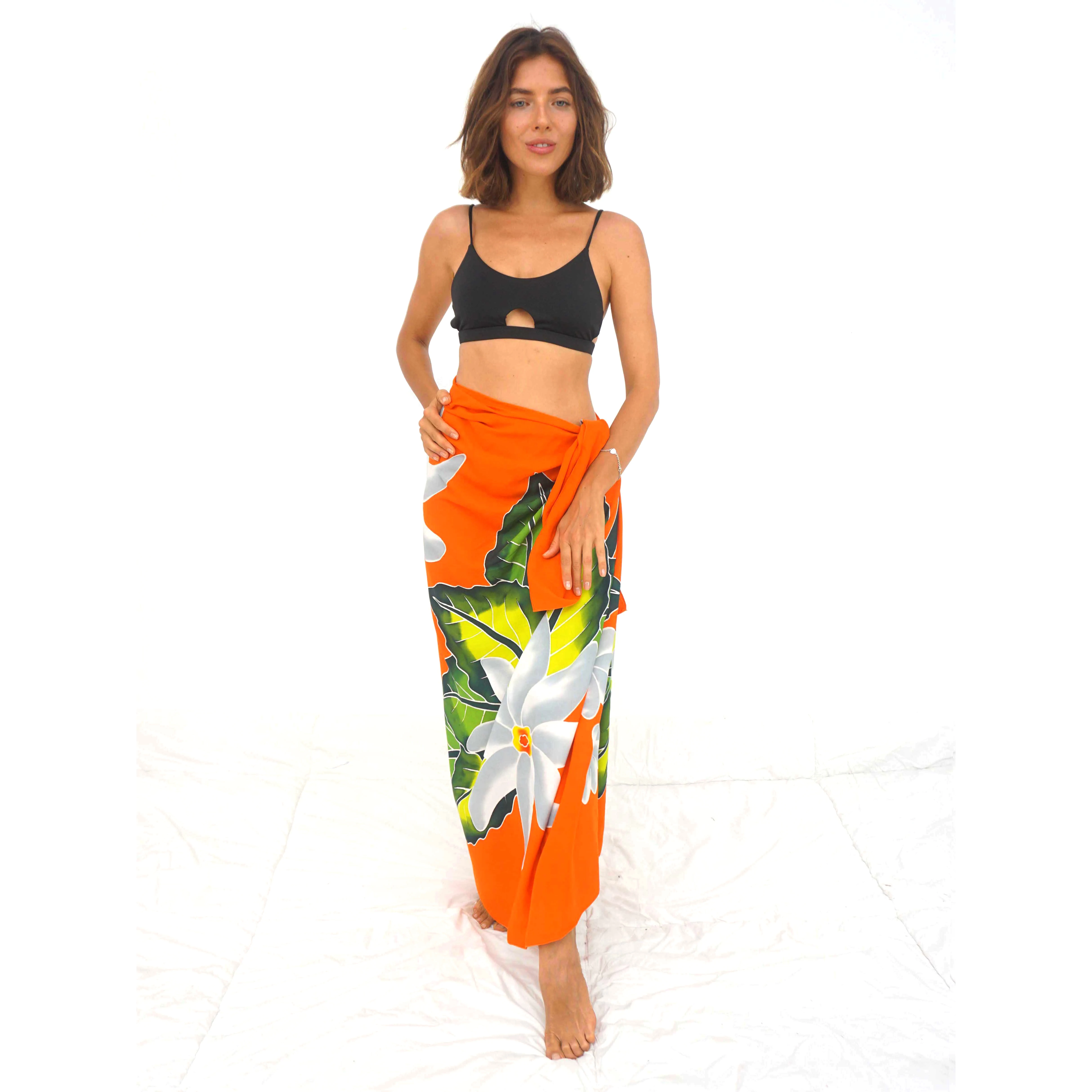 Best Hawaiian Sarong Pareo Hand Painting 100% Finest Rayon Quality Wholesale Bali Manufacturer Beachwear Cover Up HP158-001R1