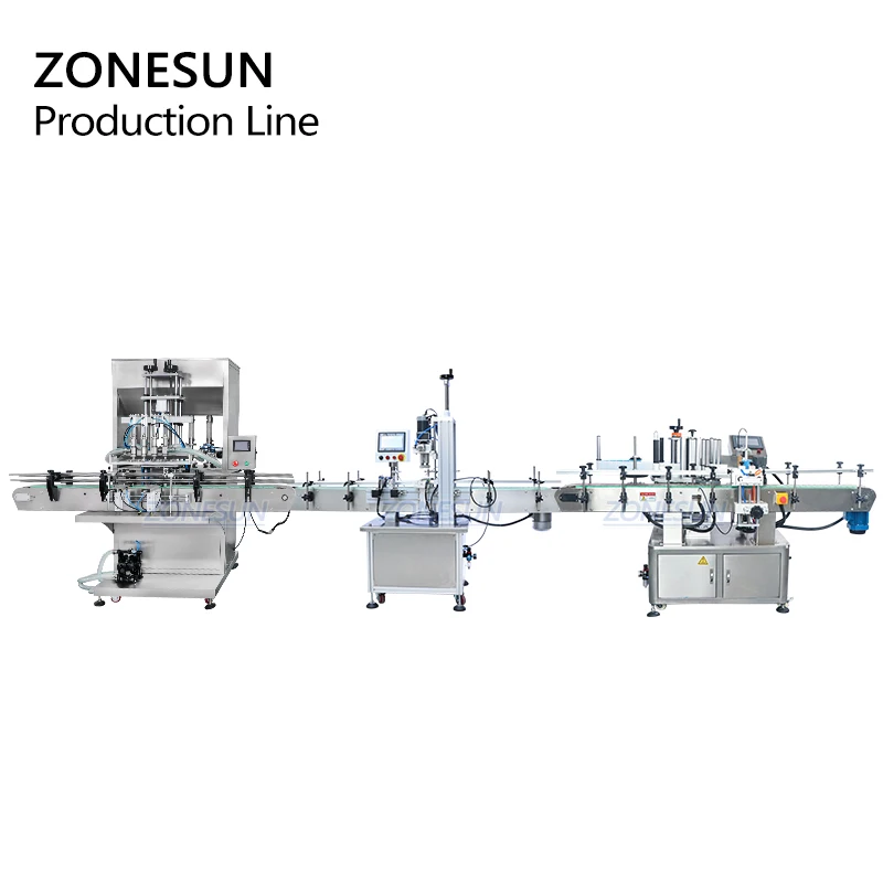 ZONESUN Jar Honey Hand Cream Lotion Liquid Automatic Juice Water Bottle Filling Capping And Labeling Machine Filling Line