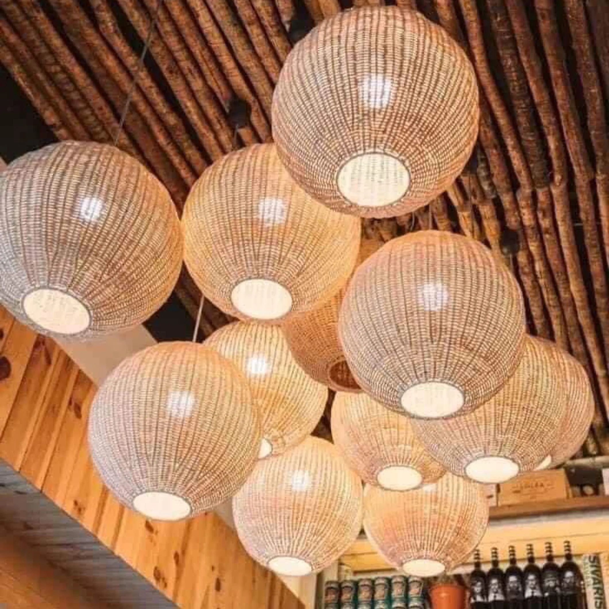 Retro Handmade Bamboo Chandelier Bamboo Hanging Light Handmade Lampshade Living Room Kitchen Bedroom Restaurant