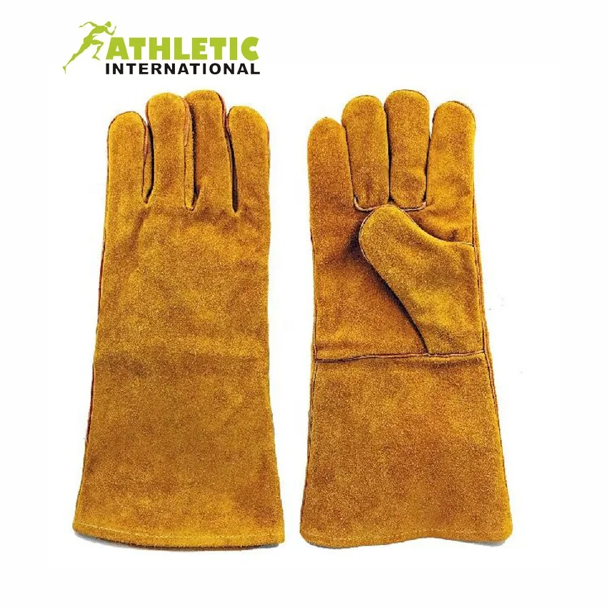 HAND SAFETY Premium Split Leather Cow Split reinforced lining Resistance TIG Weld Full Finger Welding Leather Hand Gloves