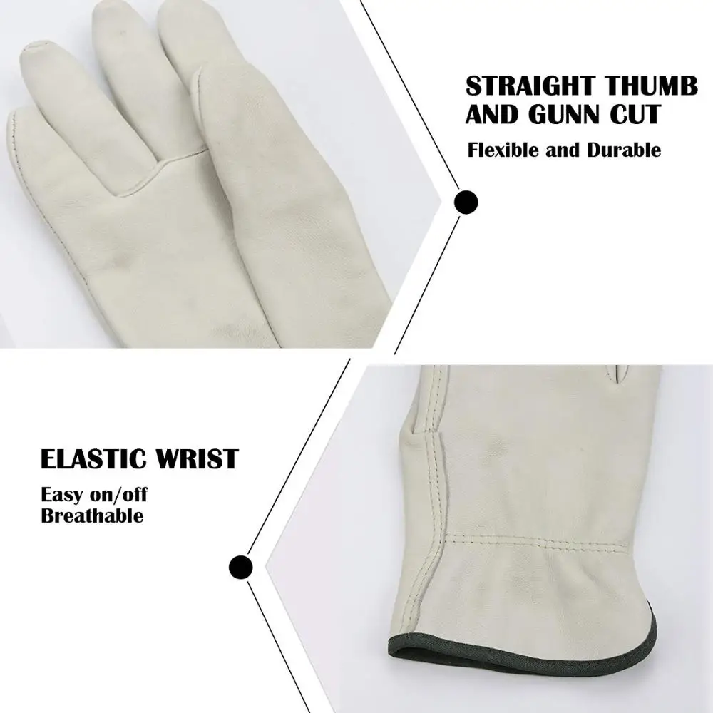 Leather Garden Gloves Flex Grip Soft Sheepskin Gardening Glove Elastic Wrist for Men and Women