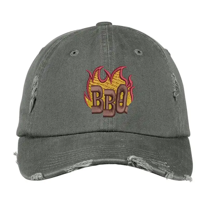 Custom Embroidery LOGO no minimum  Ink Stitch DT600 BBQ Barbecue Vintage Distressed Cotton Baseball Hats - 9 Colors
