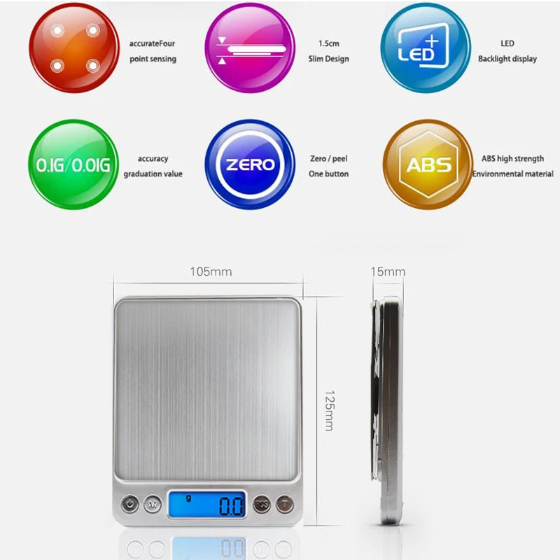 NEW 500/0.01g chargeable Portable Mini Electronic Digital Scales Pocket Case Postal Kitchen Jewelry Weight Balance Scale