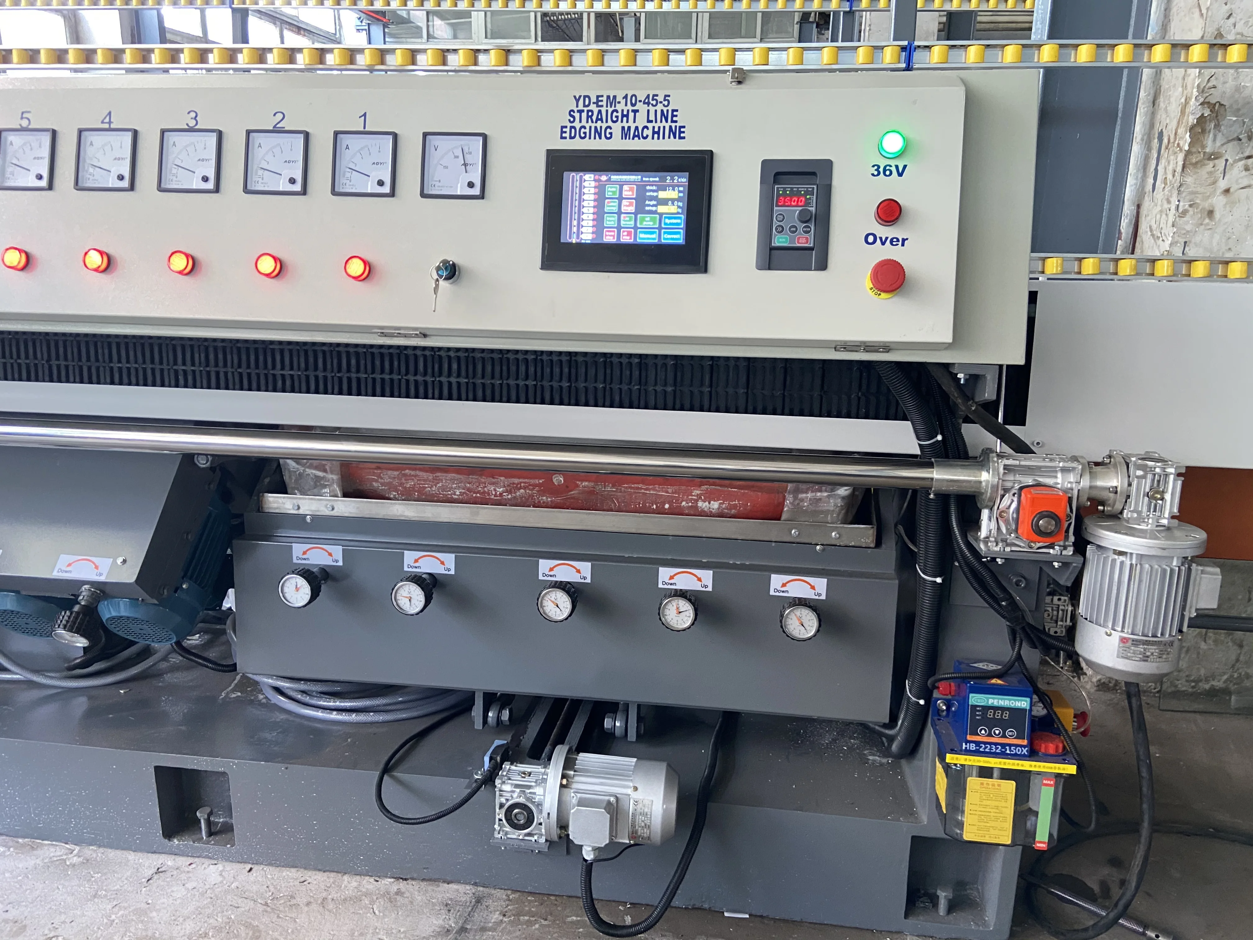 10 motors 45 degree plc control glass angle changing edging machine