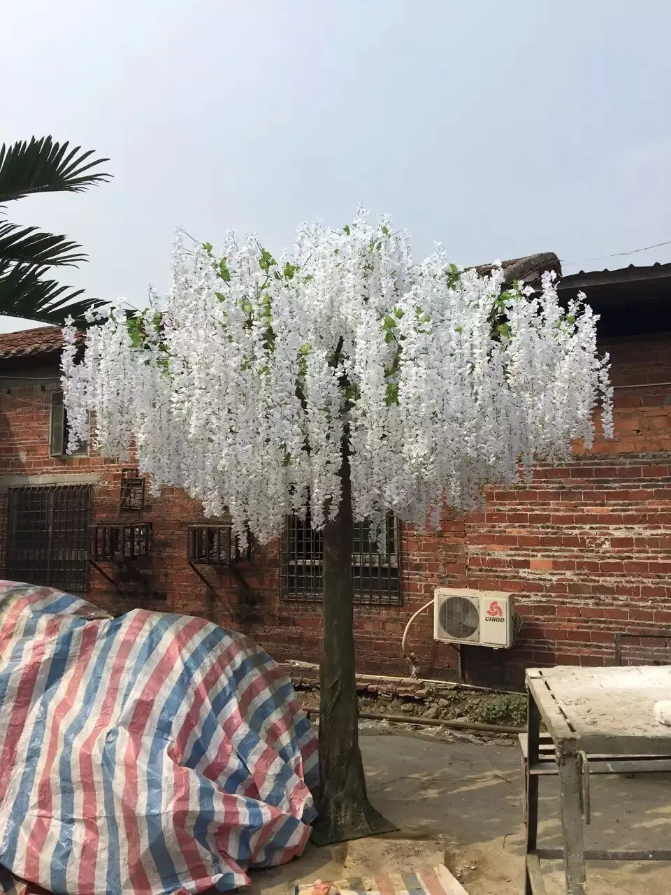 7 foot tall outdoor fake Peach Blossom trees big artificial plants wooden christmas decoration for christmas tree