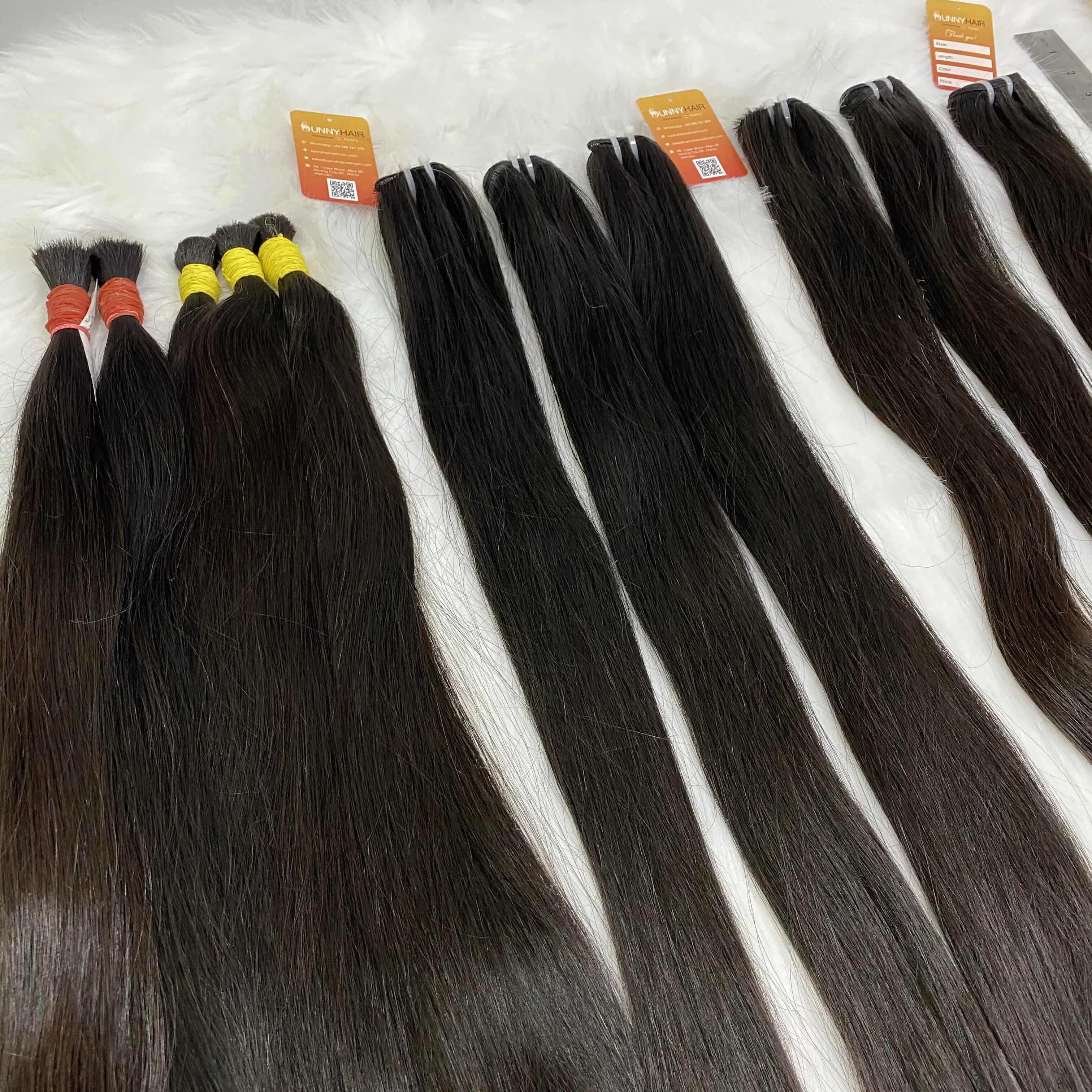 
New Look Double Drawn Donor Hair Bone Straight Bundles with Closure Vietnamese Virgin Raw Hair Bone Straight Braiding Hair Exten 