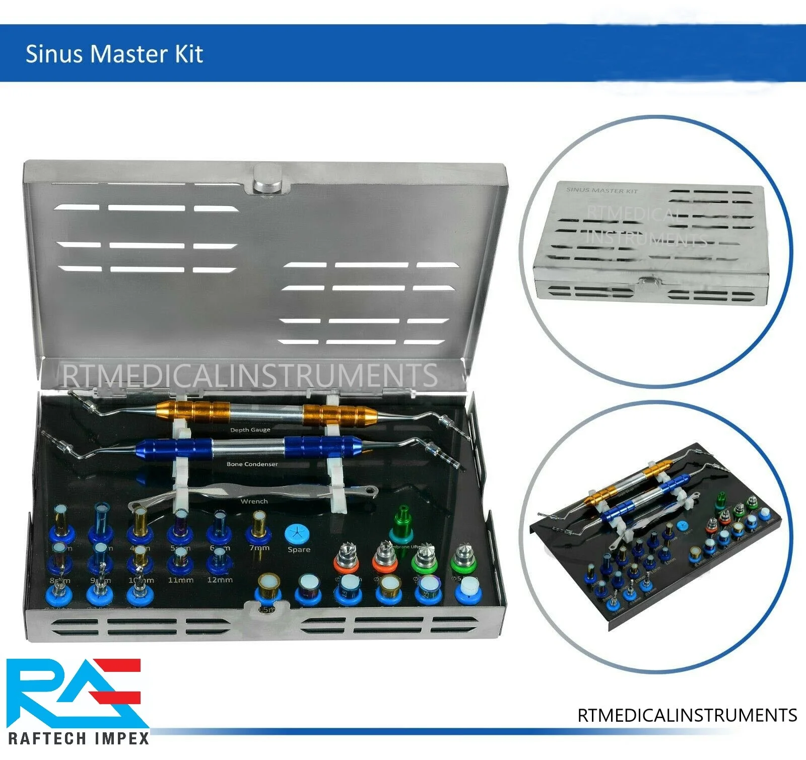 33 pieces Advanced Dental Implant Surgery Instruments Sinus Surgical Kit Dental Drill Guide and Implant Positioning Kit Titanium