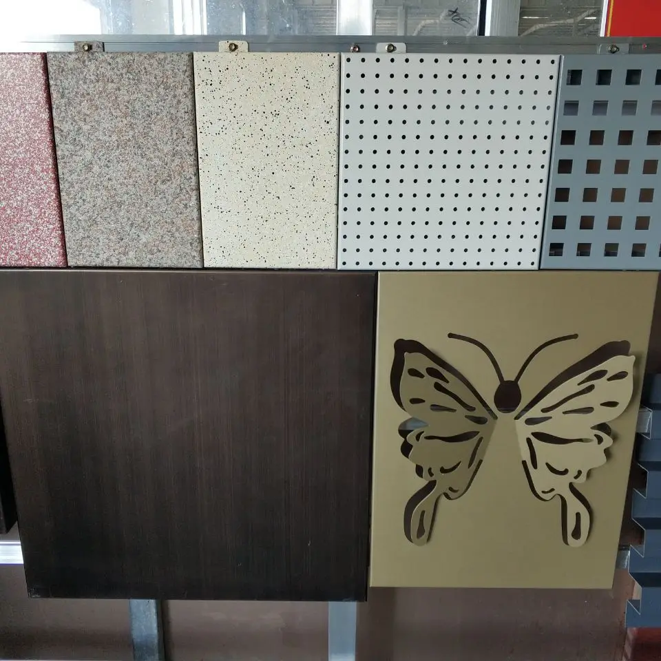 Buildings spray coating metal facade panels aluminum stone grain exterior wall cladding