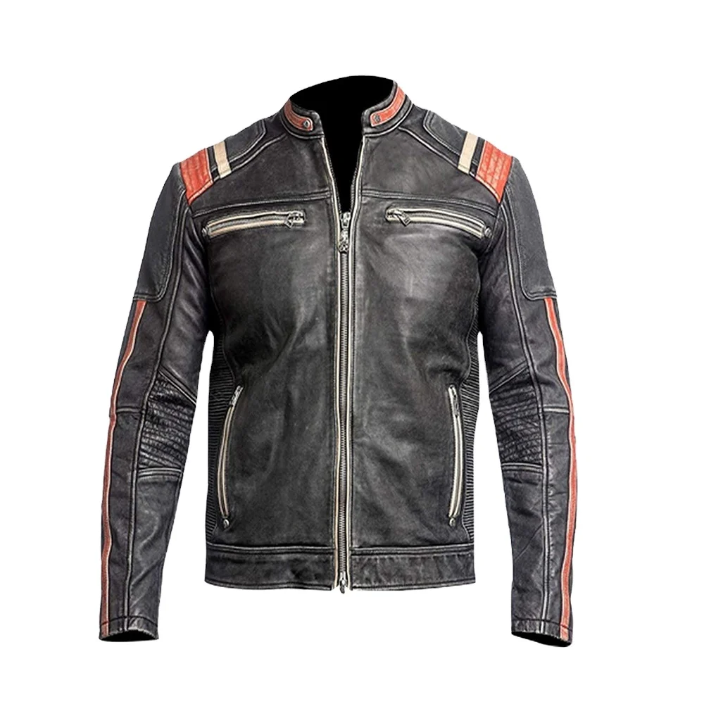 Custom Made Men Red Leather Jackets Motorcycle Biking Cafe Racer Vintage Motorcycle Biker