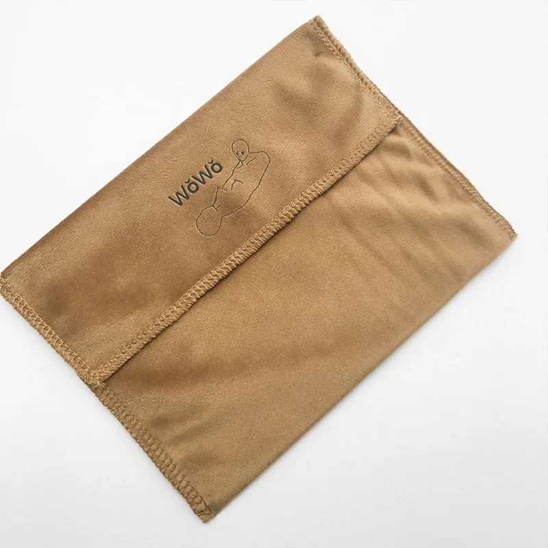 Custom logo printed brown velvet envelope bag Soft velvet envelope dust bag