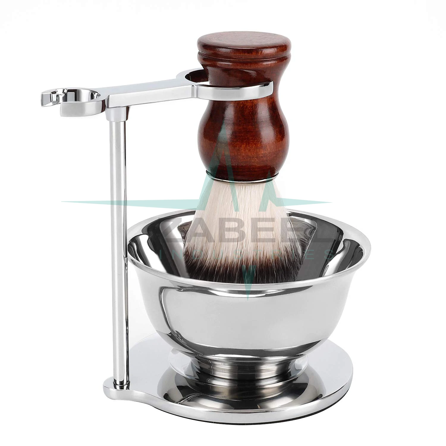 Heavyweight Stainless Shaving Brush Razor Stand with Big Soap Bowl and Shave Brush Set