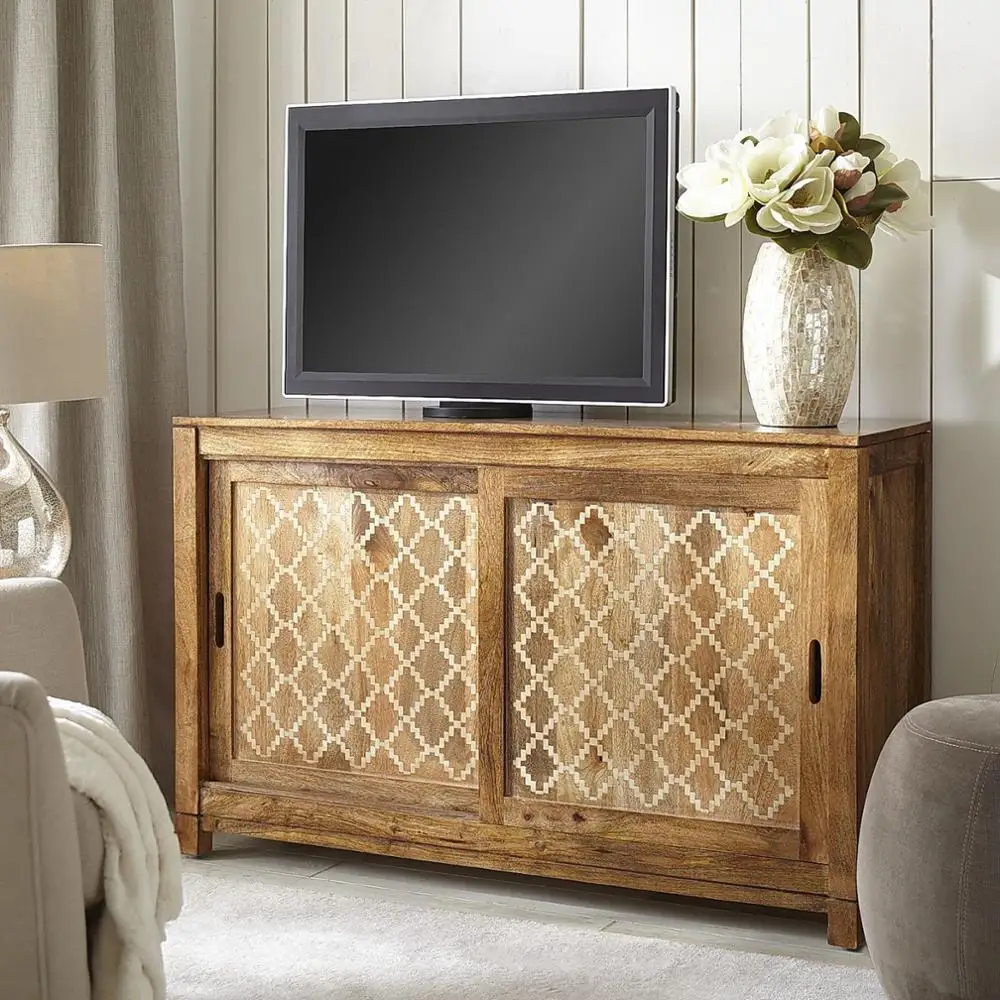 Best Quality Black Bone Inlay Side Table Cabinet Striped Design Bed Side Stool for Living Room