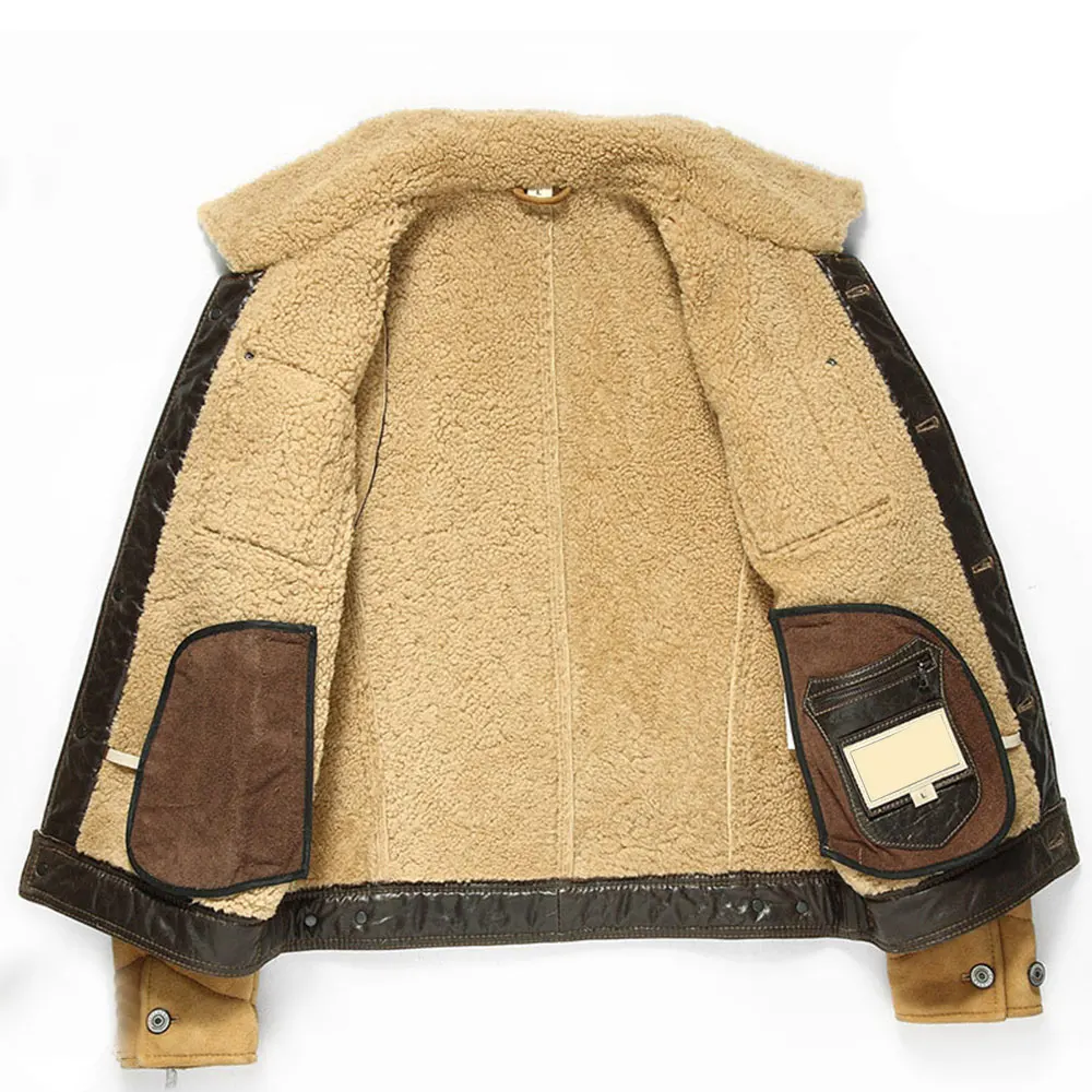  Мужская зимняя кожаная куртка-бомбер с меховым воротником/кожаная из натурального бежевого нубука/Новейшая стильная для мужчин