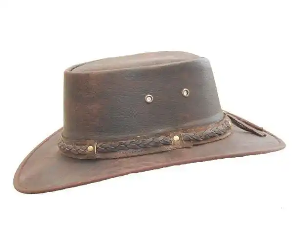 Leather Cowboy Hat Wide Brim Western Style Knight Hat for Men & Women Outdoor Cowgirl Hat Charring Edge