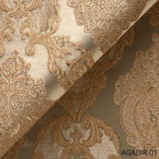 High Quality Holland Velvet New Foiled Polyester Knitting Turkish Jacquard Sofa Fabric Blackout Feature Woven Pattern Furniture