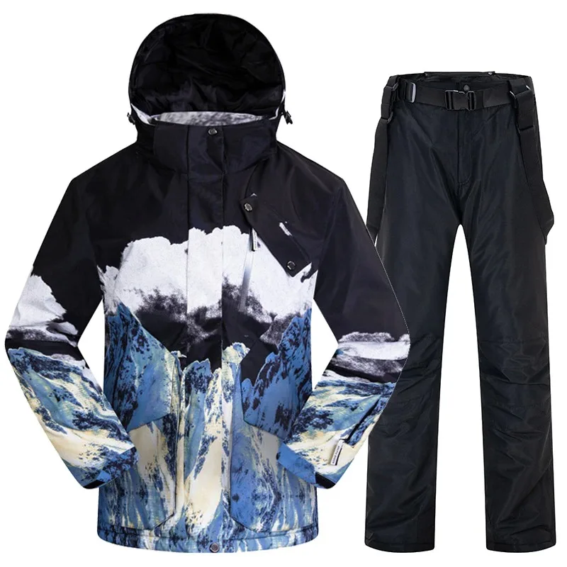 Лыжный костюм мужской зимний, новый, уличный, ветрозащитный, водонепроницаемый, термальные Мужские штаны для снега, комплекты, куртки для катания на лыжах и сноуборде для мужчин