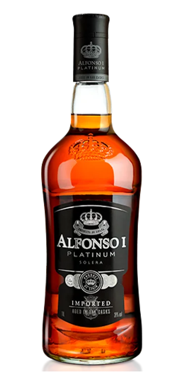 28% Alcohol Vol Fruits Ginger Honey Bottle Full Golden Colour Clear Bright Jerez American Oak Casks Alfonso I Platinum Brandy