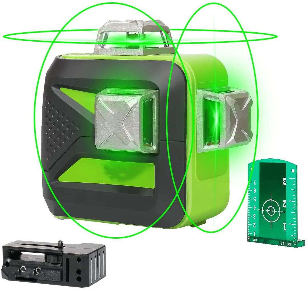 Зеленый 3d-луч Sugon самонивелирующийся лазерный уровень 3x360 нивелир с перекрестными линиями Два вертикальных лазера 360 градусами выравнивания
