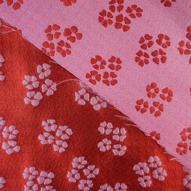 Hot trendy filigree road bottom four leaves small white flowers jacquard fabric for women children