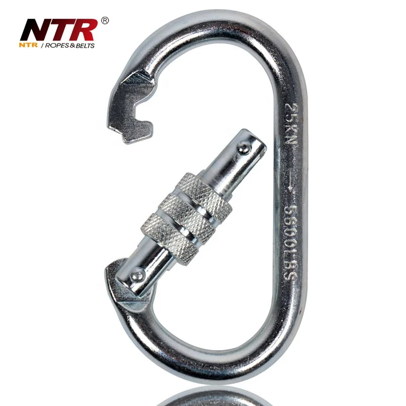 Alloy steel Oval Screw lock carabiner climbing hook