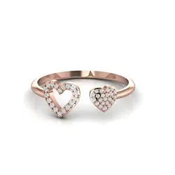 Heart shape Adjustable Diamond Ring For Women Solid 14kt White Yellow Rose Gold 1.54 gram