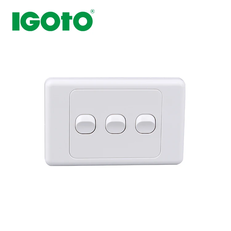 AS306 IGOTO loaded switch 3 gang 2 way horizontal 10AX 250V electrical power light switch SAA-121203-EA