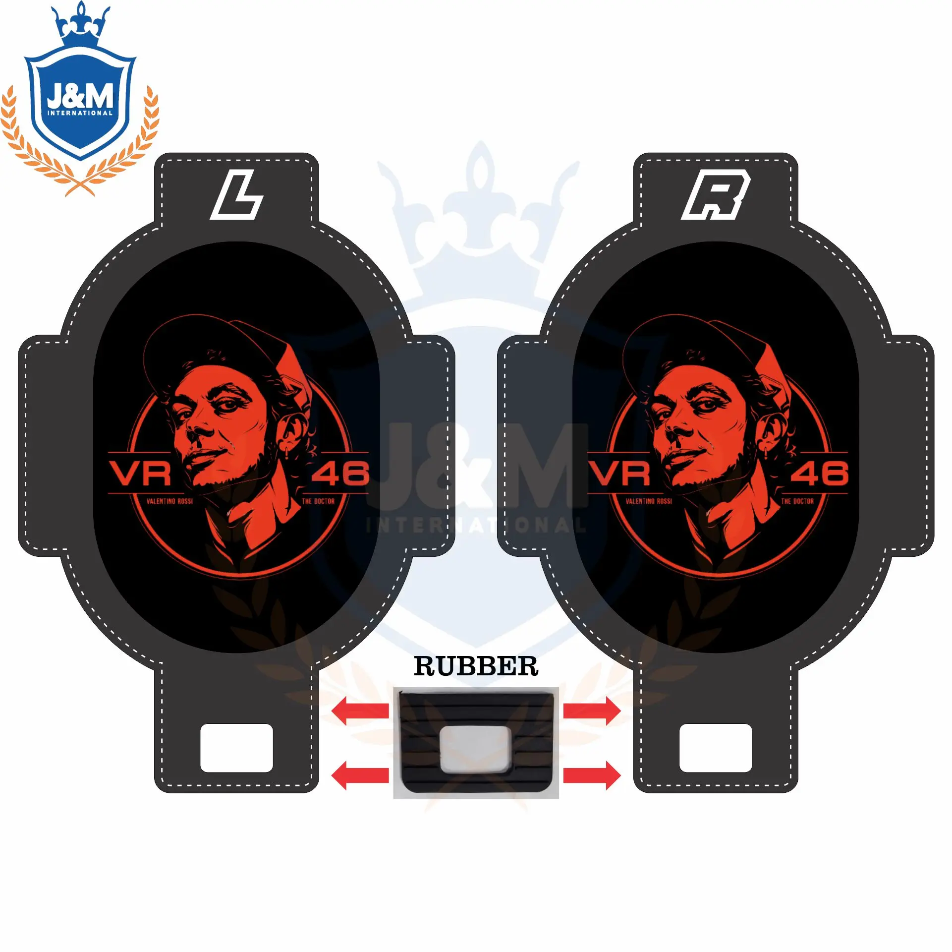 
Изготовленные на заказ слайдеры на коленях с принтом VR46 доступны в различных цветах кожи, с резиновой рукояткой и наклейками L,R. 