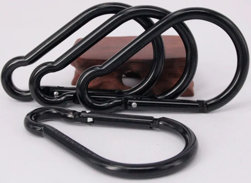 HXY 102.5*61.8*7.48MM Promotion Cheap One Pin Shaped Carabiner, Light Bulb Black Carabiner Keychain For Holding, Fish, Camping