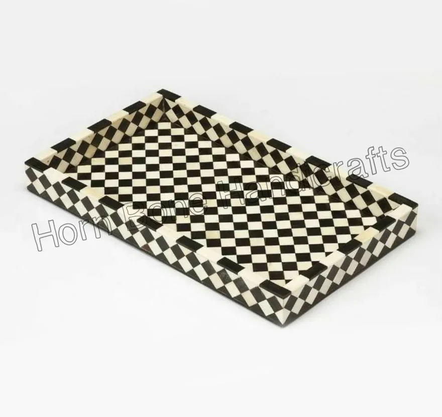 Best Quality Resin and Bone Inlay Hexagonal Serving Tray Bone Inlay Stripes Pattern Hexagon Serving Tray for Home and Tableware