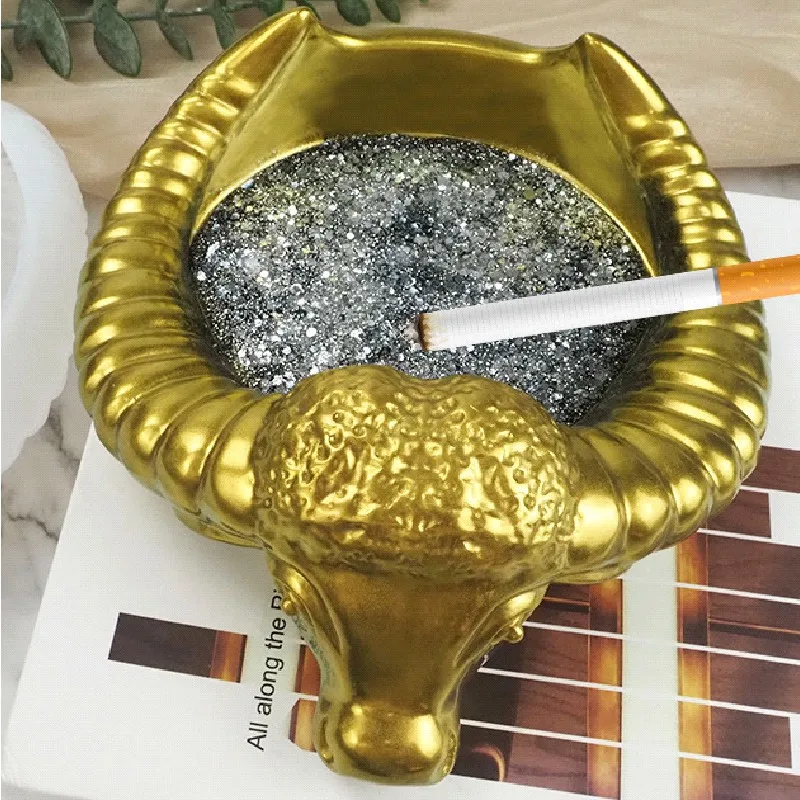Bull Horn Head Silicone resin mold For Making Jewelry Mat Gold OX Ashtray Necklace Ring Storage Box Shiny Table Tray Tool Chuhan