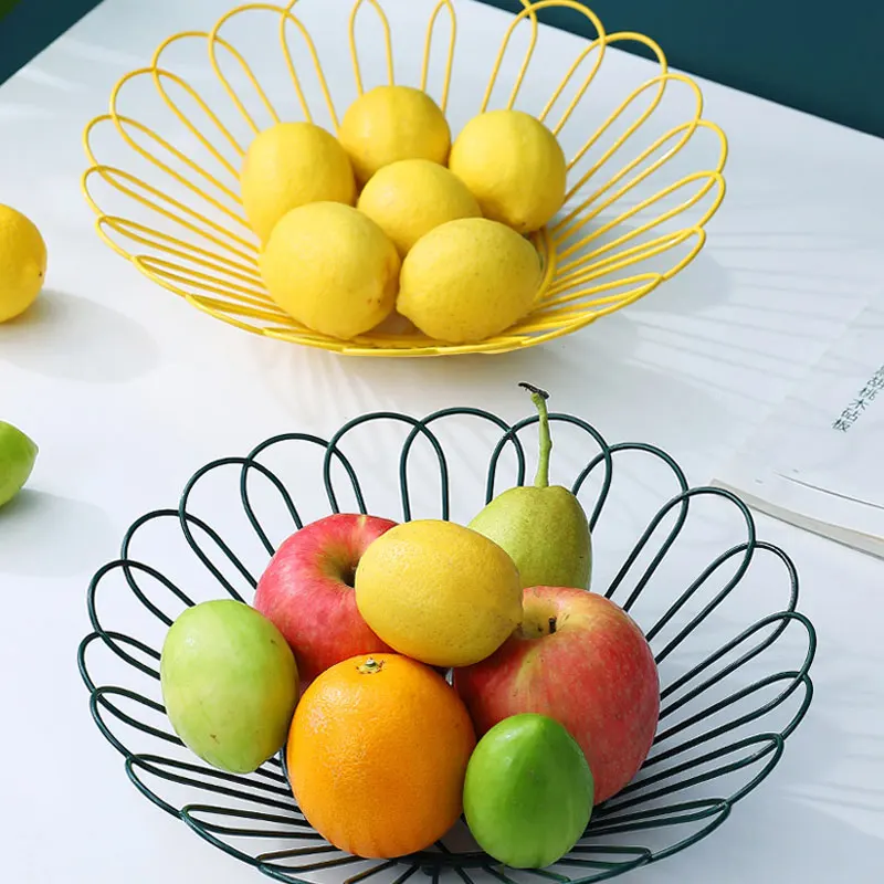 Vegetables Display Countertop Storage Empty Iron Metal Mesh Shape Apple Spring Wire Fruit Basket