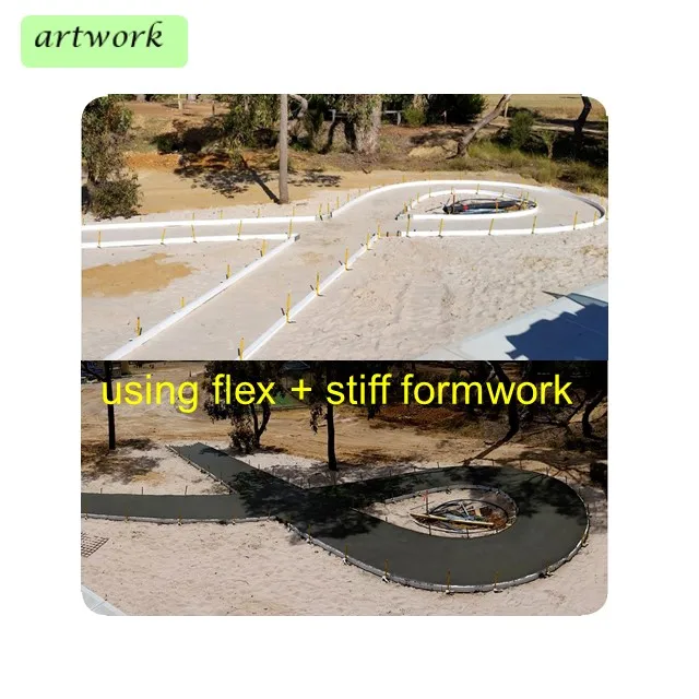 sidewalk gardening landscape stiff flex plastic formwork concrete work curvy straight