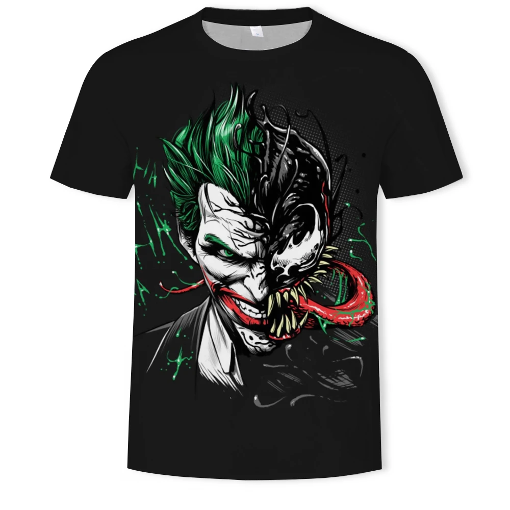 Factory Plus Size OEM Mens T shirt 3D Joker Cartoon Clown Printed Funny Graphic Tee Shirts White Tops