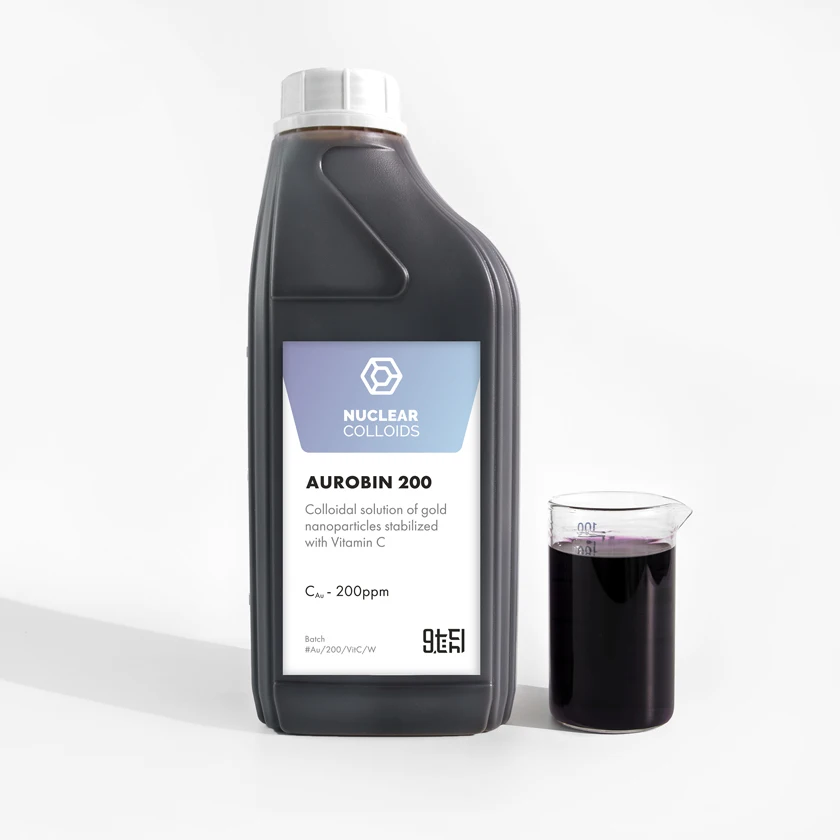 Золотые Наночастицы AUROBIN 200 витамин C стабилизированный высококачественный наноматериал для косметики/медицины/фармацевтической