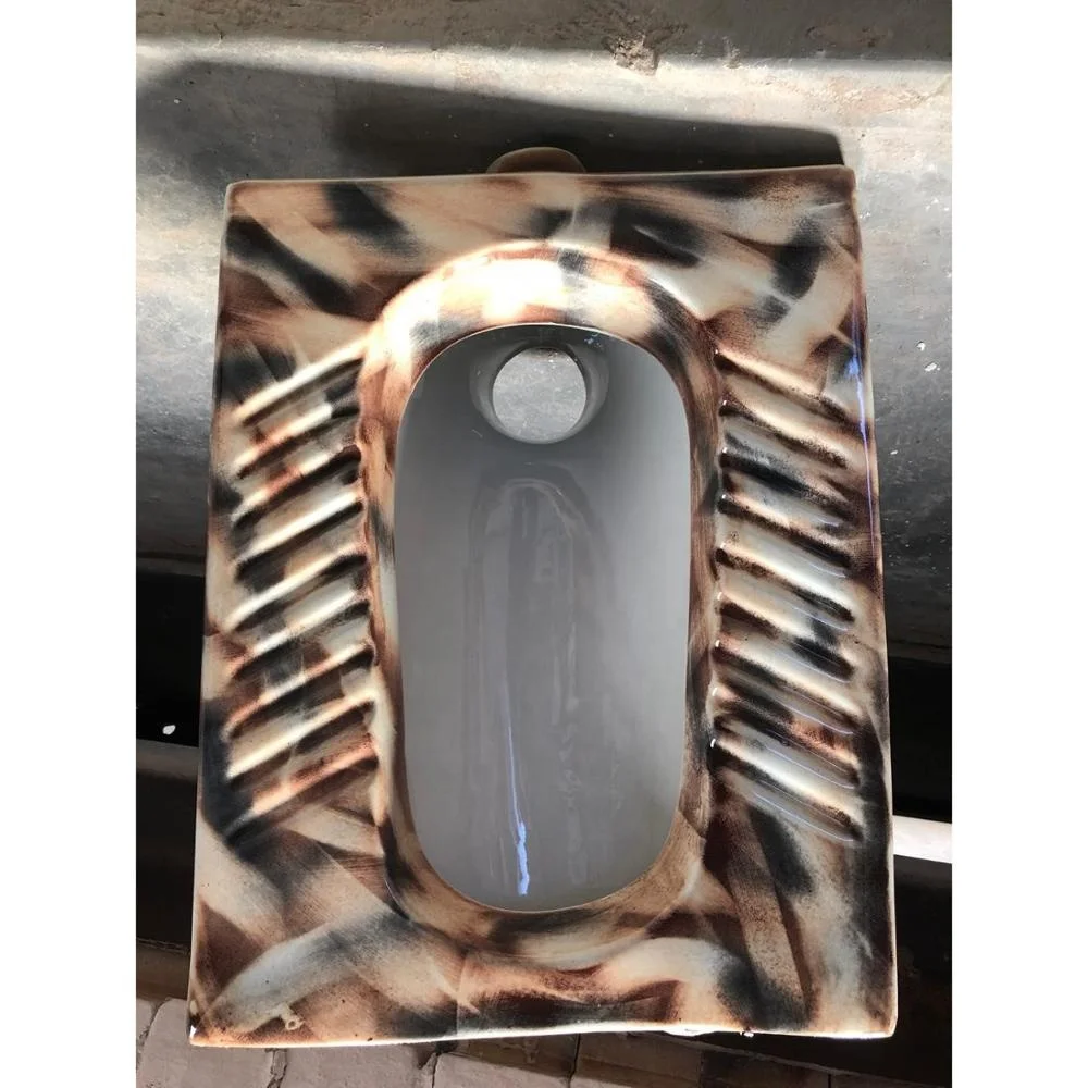
New Design Elegant Printed Color High quality Ceramic squatting pan one piece anti-slip foot plate wc squat toilet wholesales 