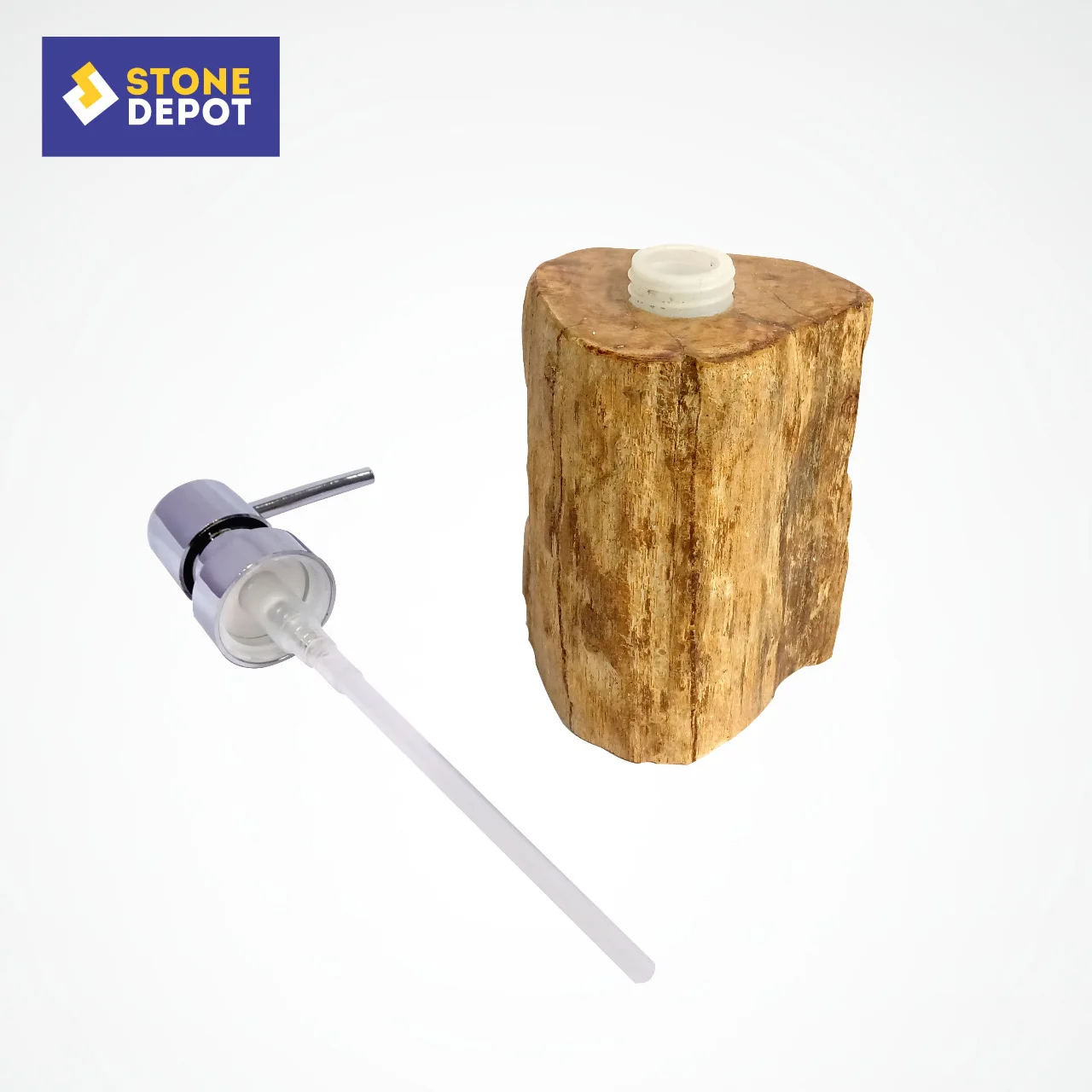 Petrified Wood Stone Soap Dispenser Liquid - Bali Petrified Fossil Wood Stone Soap Dispenser for Hotel