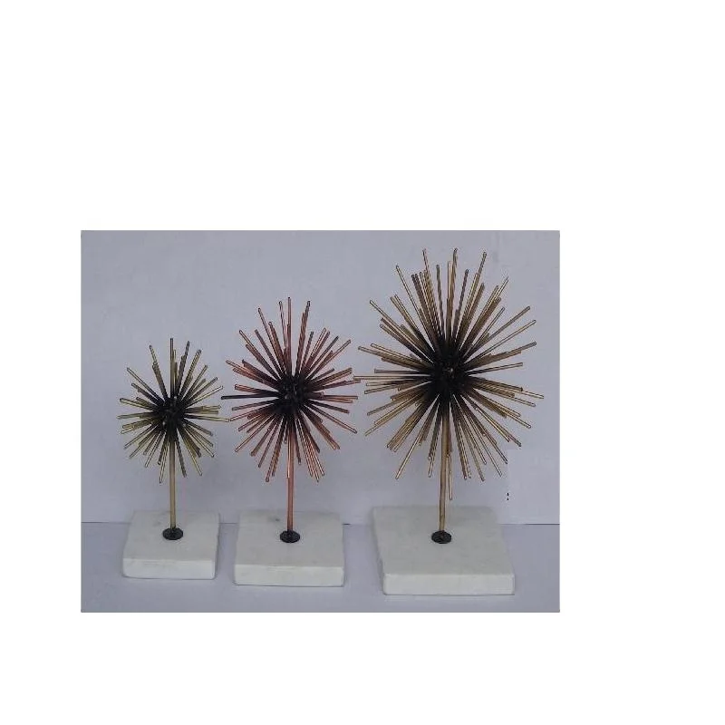 
Iron starburst sculpture in two tone with Marble stand 