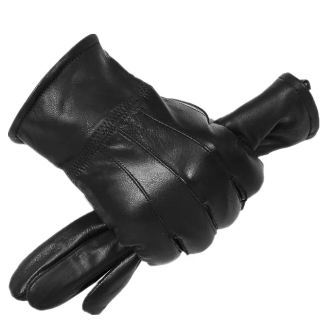 Кожаное платье Зимние перчатки для вождения с теплой кашемировой шерстью