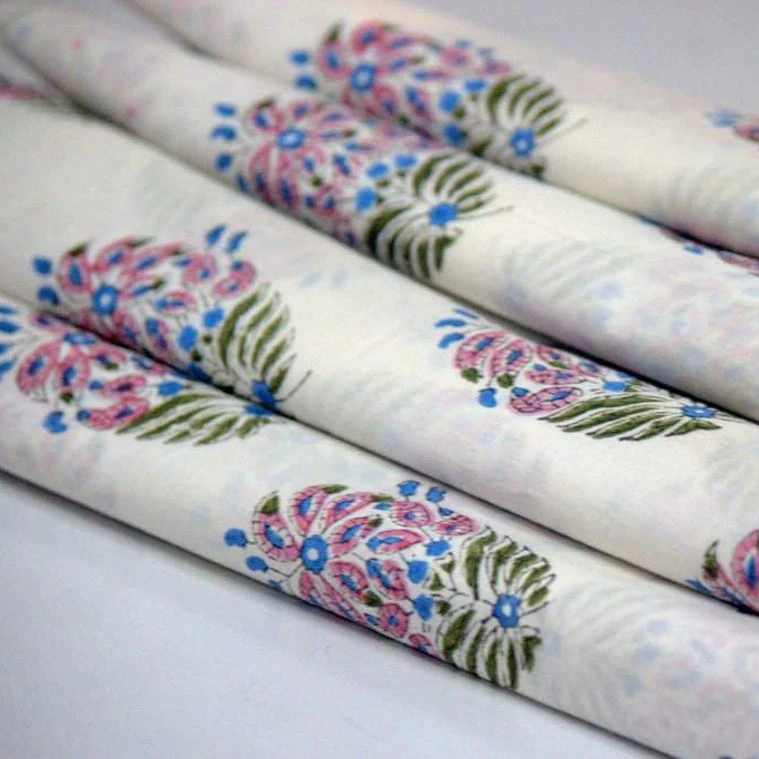 Wholesale Handmade Fabric Indian Hand Block Printed Cotton Fabric Dress Making Fabric