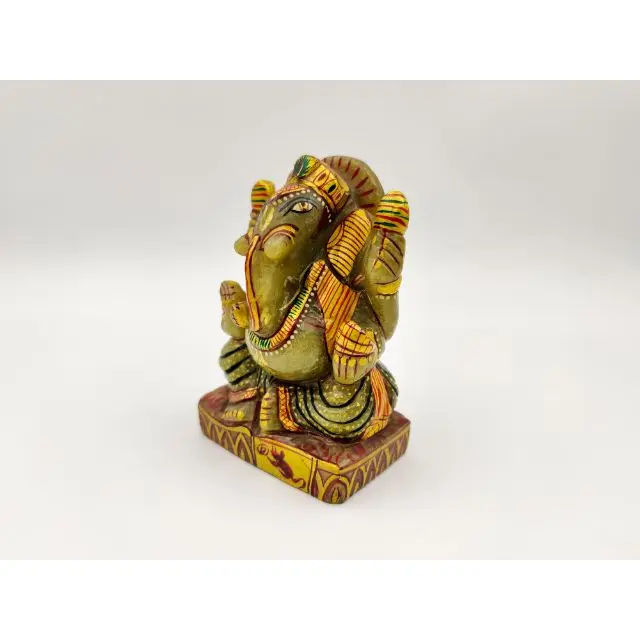 Religion Art 2022 Dark Green Aventurine Painting Ganesh Lord Ganesha Vinayaka Ganapati Statue  Painting