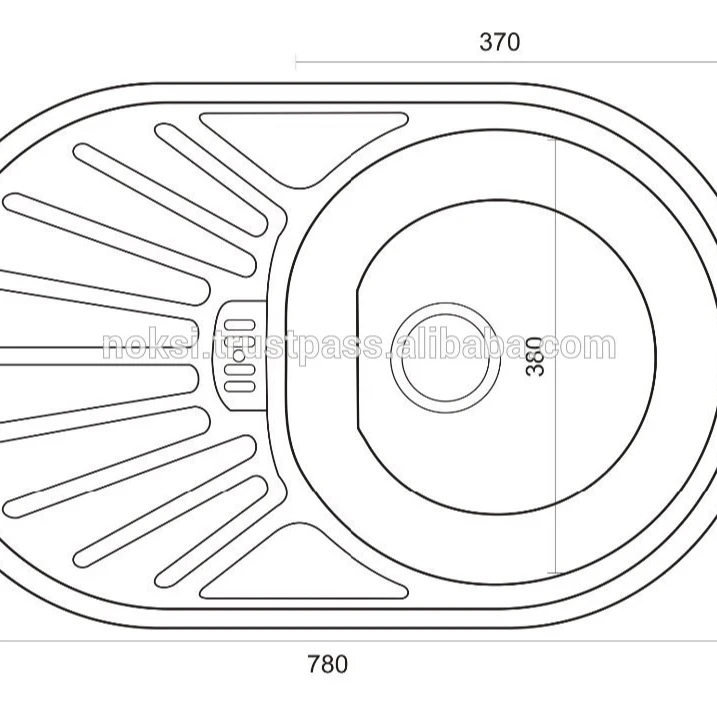 
Round Bowl kitchen sink with overflow 