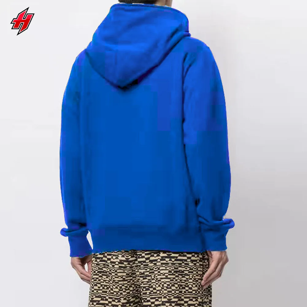 Оптовая продажа Высококачественная синяя хлопковая толстовка с надписью во французском махровом стиле со стразами Мужская на молнии