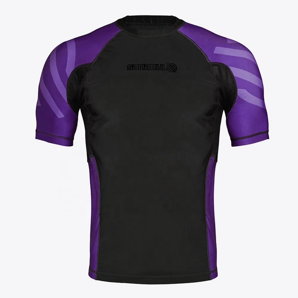 Short Sleeve Rash Guard MMA BJJ Shirt Gym Training Swimming Compression