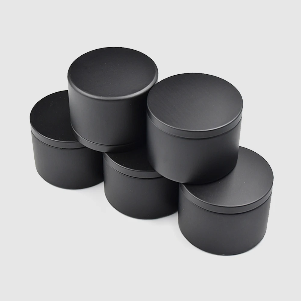 Wholesale Popular Candle Tins Container With Lid Seamless Double Sided Matte Black 8oz Candle Tin