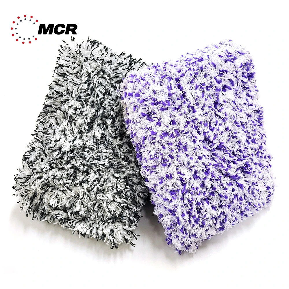 Purple OEM Microfiber & Viscose Bubble Wash Car Care Pad Detailing 16x23cm Long Pile High Quality Bubble Cleaning Premium