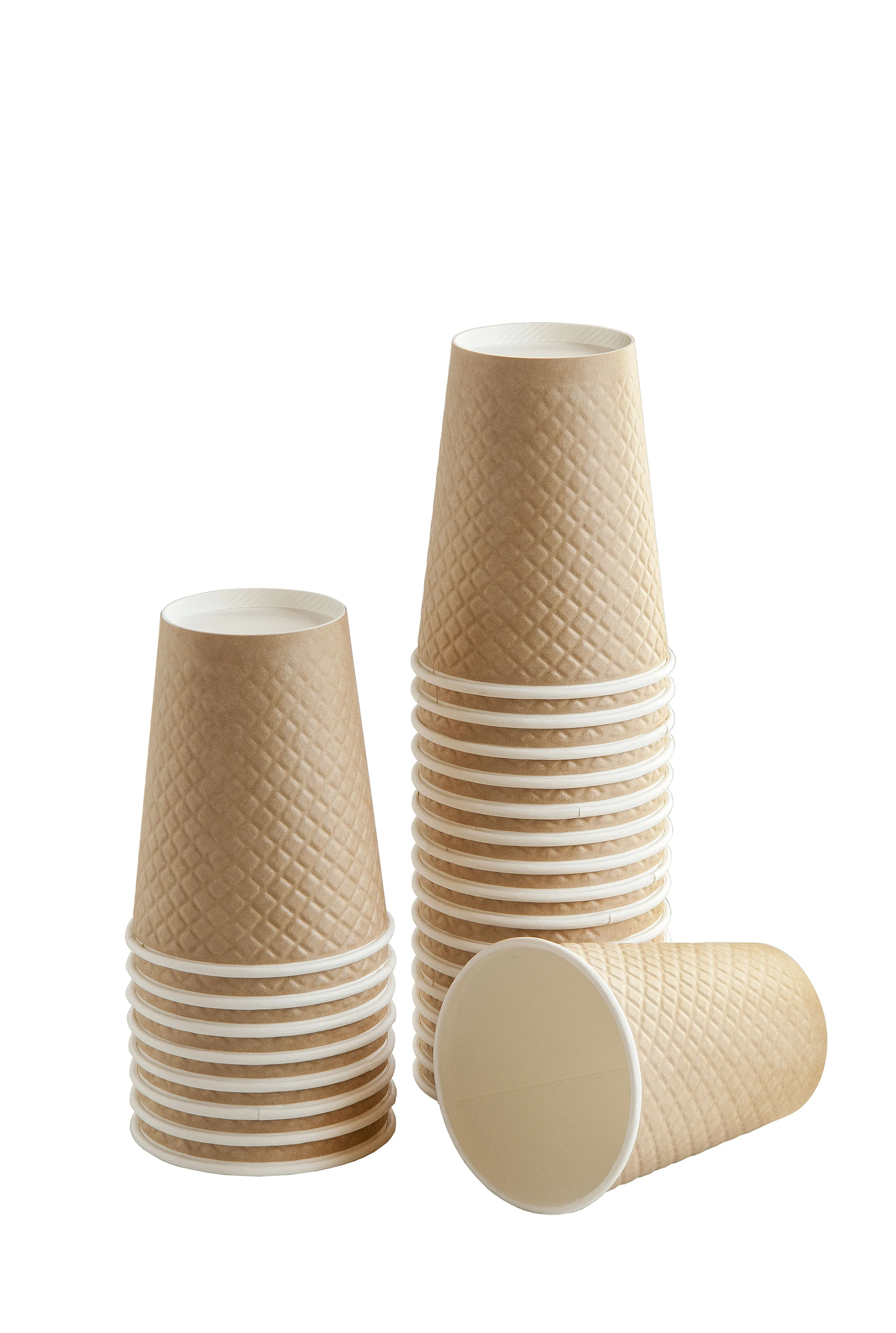 Одноразовый бумажный стаканчик с двойными стенками и волнами, вафельное ремесло, 350 мл/12 унций, кофейный бумажный стаканчик из крафтового картона