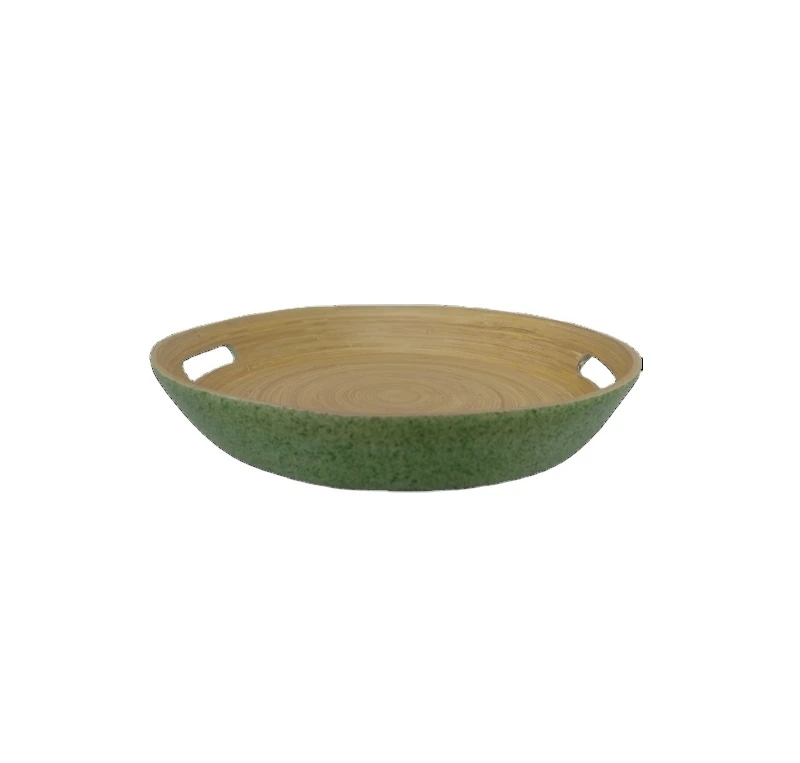 Wholesale Handmade Bamboo Plate, Bamboo Serving Tray With Handling - Customized Accepted- OEM ODM - Colorful