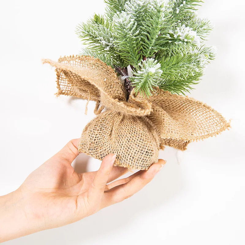 Good quality battery powered Mini Christmas tree rattan stand table Christmas tree with lights