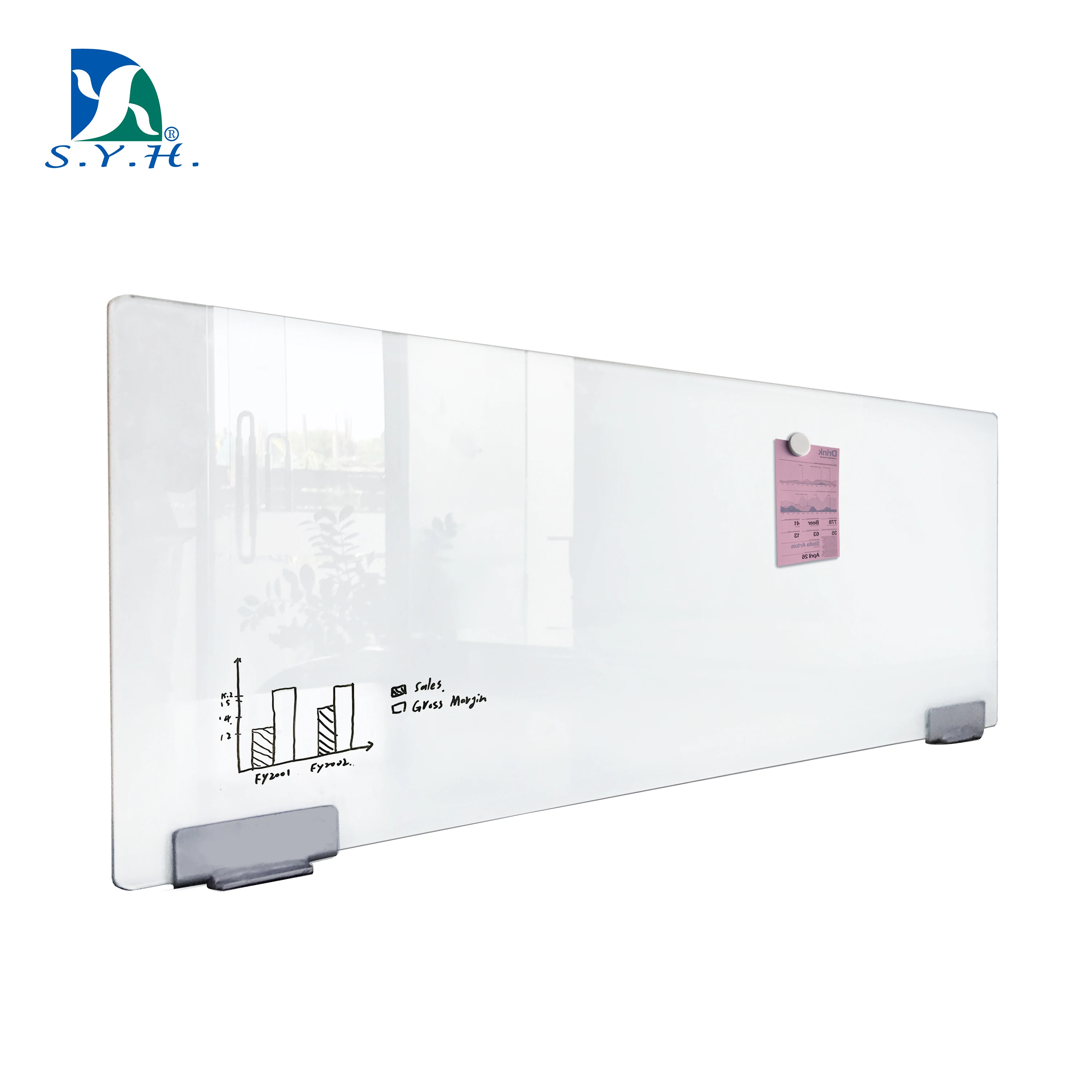 Removable magnetic memo glass white board office desk partitions screens