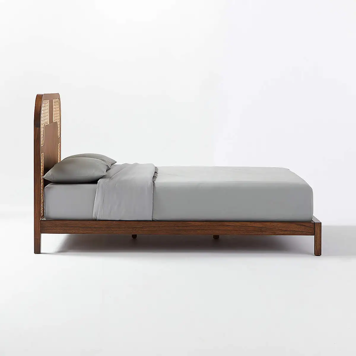 Rattan Bed Frame Twin Double King Teak Wood, Nadi Cane Queen Bedhead Furniture Modern Panel Customized Size Bangunjoyo Furniture